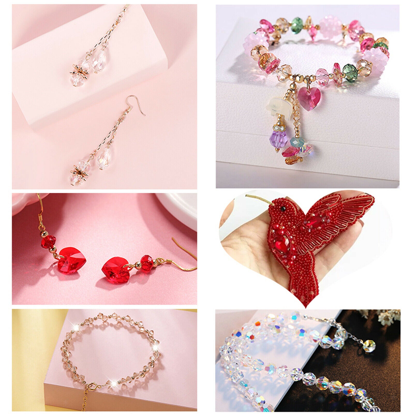 Faceted Crystal Loose Spacer Crafts Beads Lot for Jewelry Making Crystal ab