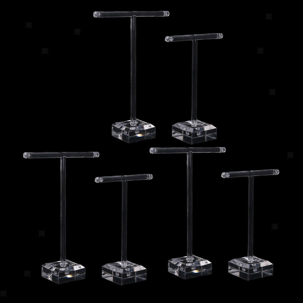 6Pcs Acrylic Earring Necklace Jewelry Display Rack T Bar Stand Holder Organizer