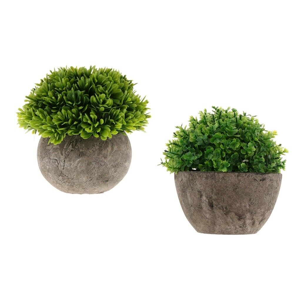 2x Potted Plasic Flower Plant Bonsai for Home Office Garden Shop Decoration