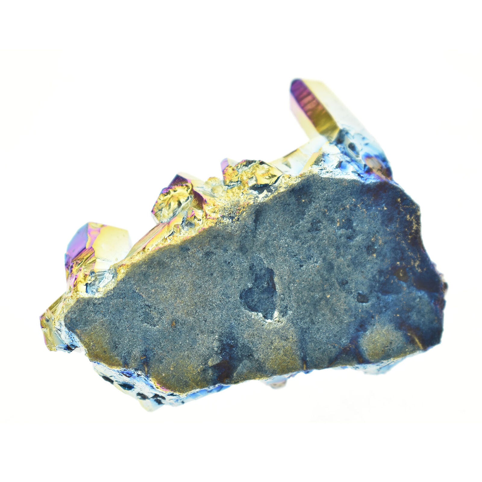 Natural Rainbow Aura Titanium Quartz Crystal Cluster Specimen Healing Stone