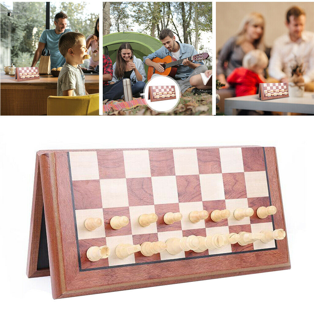 Portable Professional Large Handcrafted Wooden Carved Chess Set Board Game