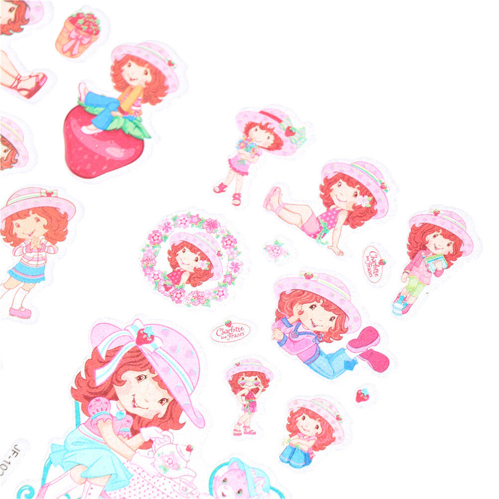 6 Sheets Cute Strawberry Girls Scrapbooking Bubble Stickers Reward Kid.l8