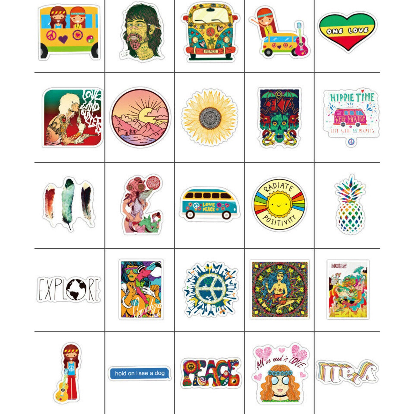 100PCS Hippie Laptop Skateboard Stickers Bomb Vinyl Luggage Decals Dope Sticke