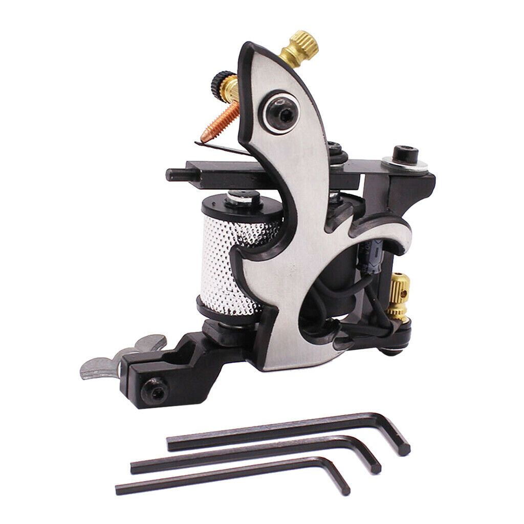 Black Alloy Tattoo Motor Shader Liner 10 Wraps Coil Machine and 3 Regulators