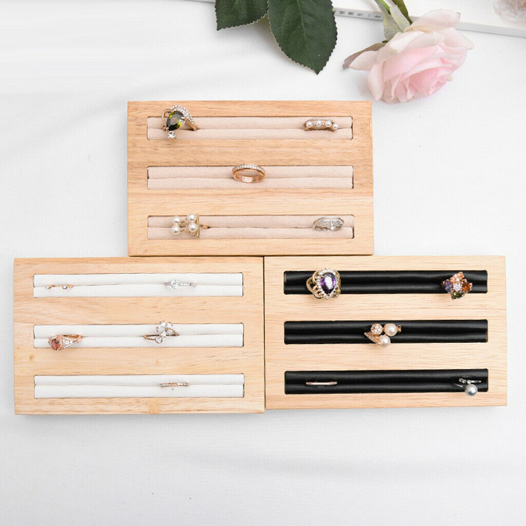 2Set Wood Jewelry Display Stand Showcase Tray Jewellery Stoage for Bracelets
