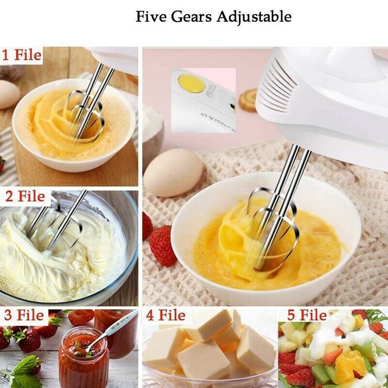 Hand Mixer Electric Whisk with 5 - Speed Adjustment Function Food Stand Mix K4Q7