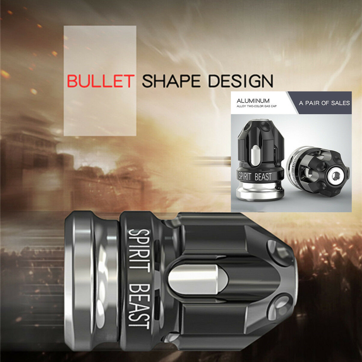 Pair Black & Grey CNC aluminum alloy creative products motocross Tire gas cap