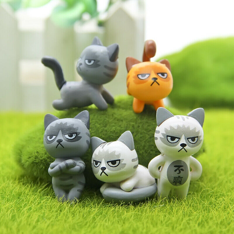 6/lot Angry Action Figures Unhappy Kitty Small Statue Crafts Ornament Miniatu FT
