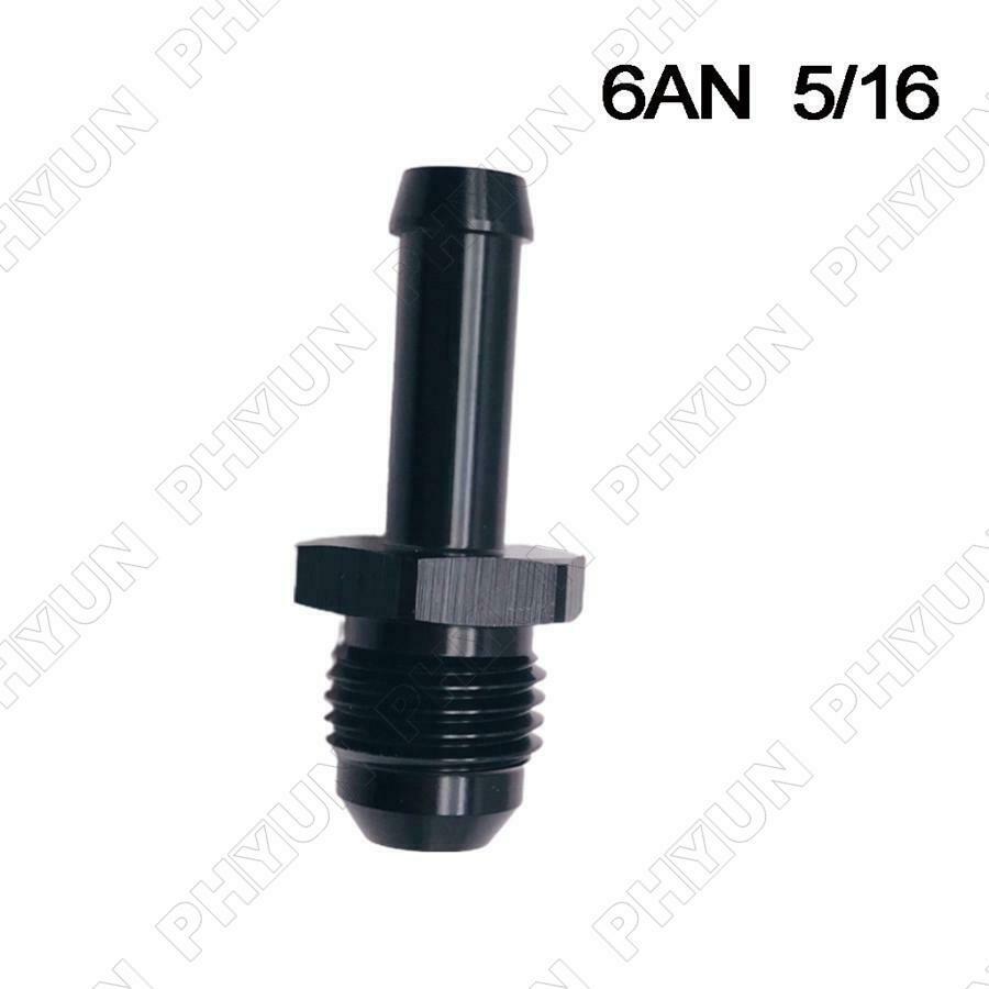 Black Aluminum 6 AN Male Flare to 5/16" Hose Barb Adapter Fitting AN6 -6AN 5/16