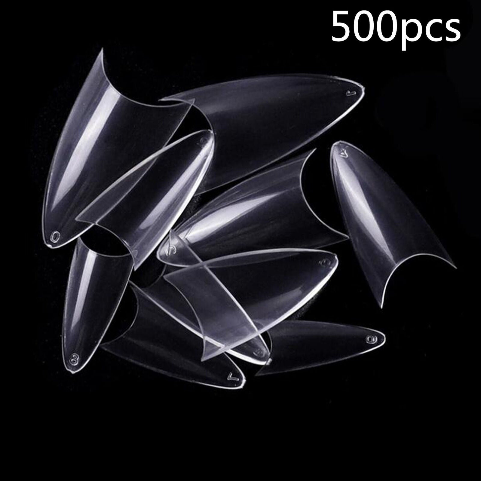 500pcs Stiletto False Nail Tips Acrylic Gel Salon Half Cover Tip Nail