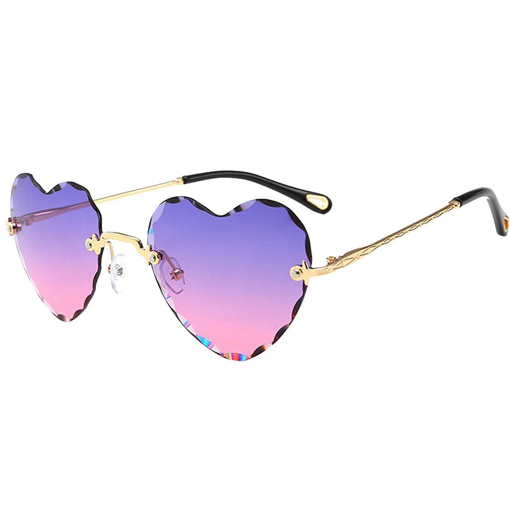 4x Women Gradient Rimless Heart Shape Ultralight Fashion UV400 Sun Glasses
