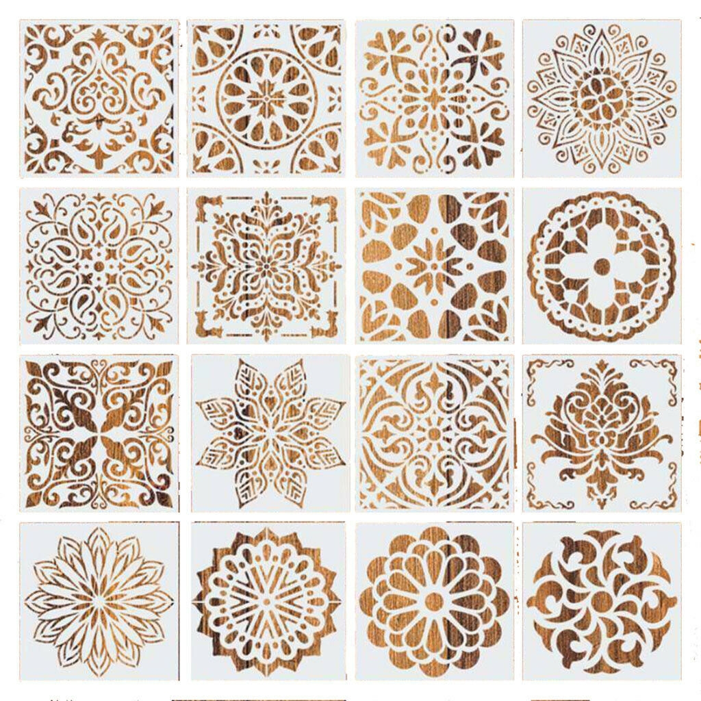 16 Pieces Wall Painting Template Embossing Reusable Mandala Template Sets