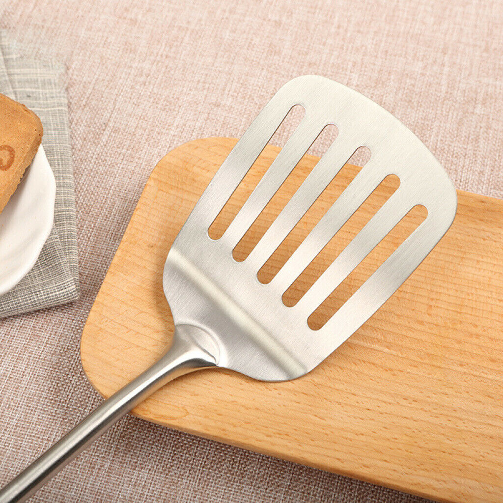Metal Slotted Spatula Turner Skimmer Kitchen Utensil Tool Wooden Handle 15in