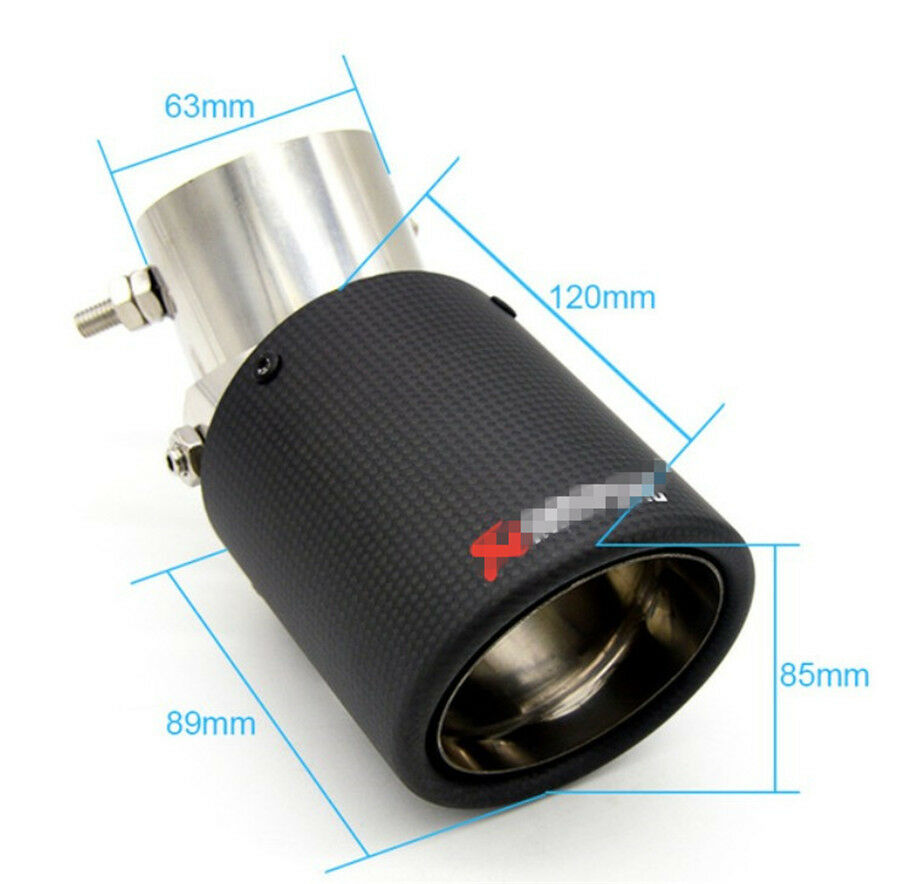 Universal 63MM IN-89MM OUT Auto Car Exhaust Pipe Muffler Tip Carbon Fiber Look