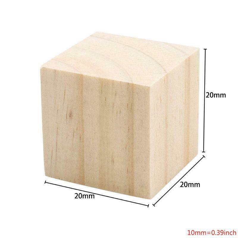 Wooden Cubes Natural Unfinished Craft Wood Blocks for Baby Shower Pack of 20