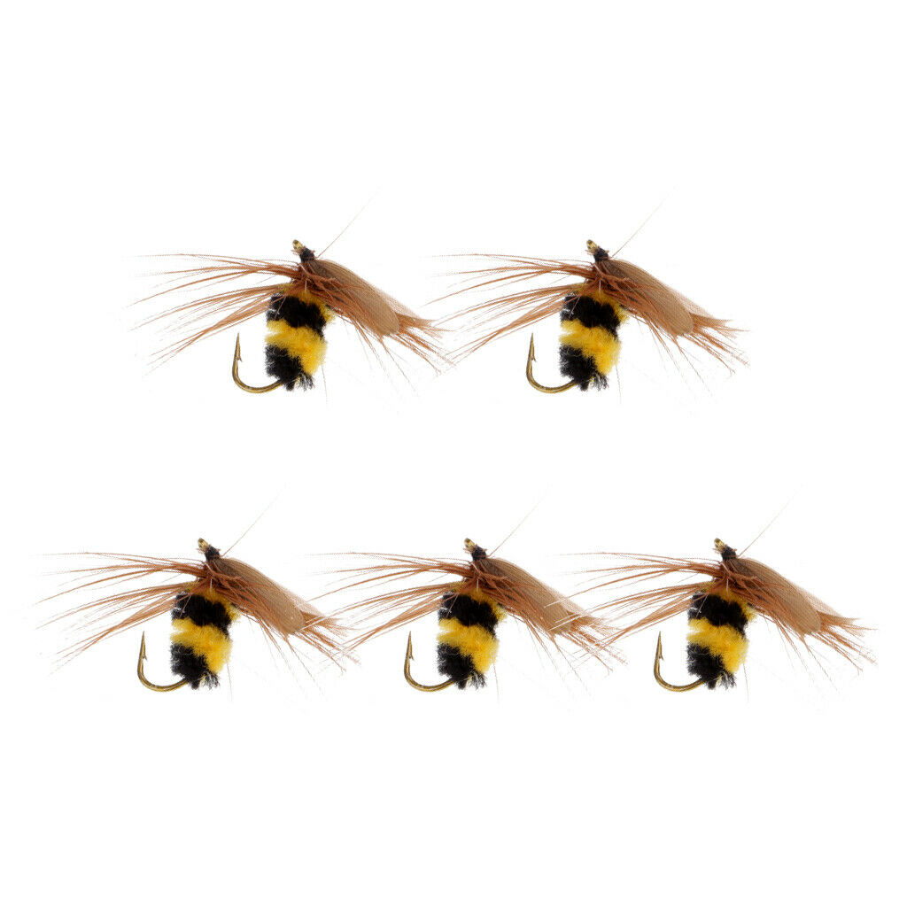 5Pcs Realistic Honey Bee Fly Bumble Bee Fly Fishing Flies Trout Bionic Bee