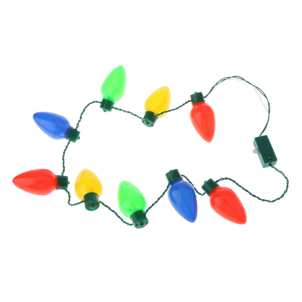 LED Light Up Christmas Bulb Necklace Party Favors 36cm-9 LED Bulbs