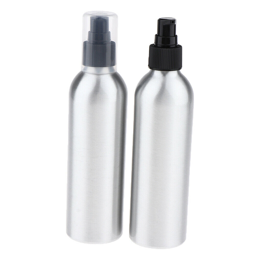 8oz Empty Aluminum Bottle with Lotion Pump Shampoo Containers 2Pcs - Black Pump,