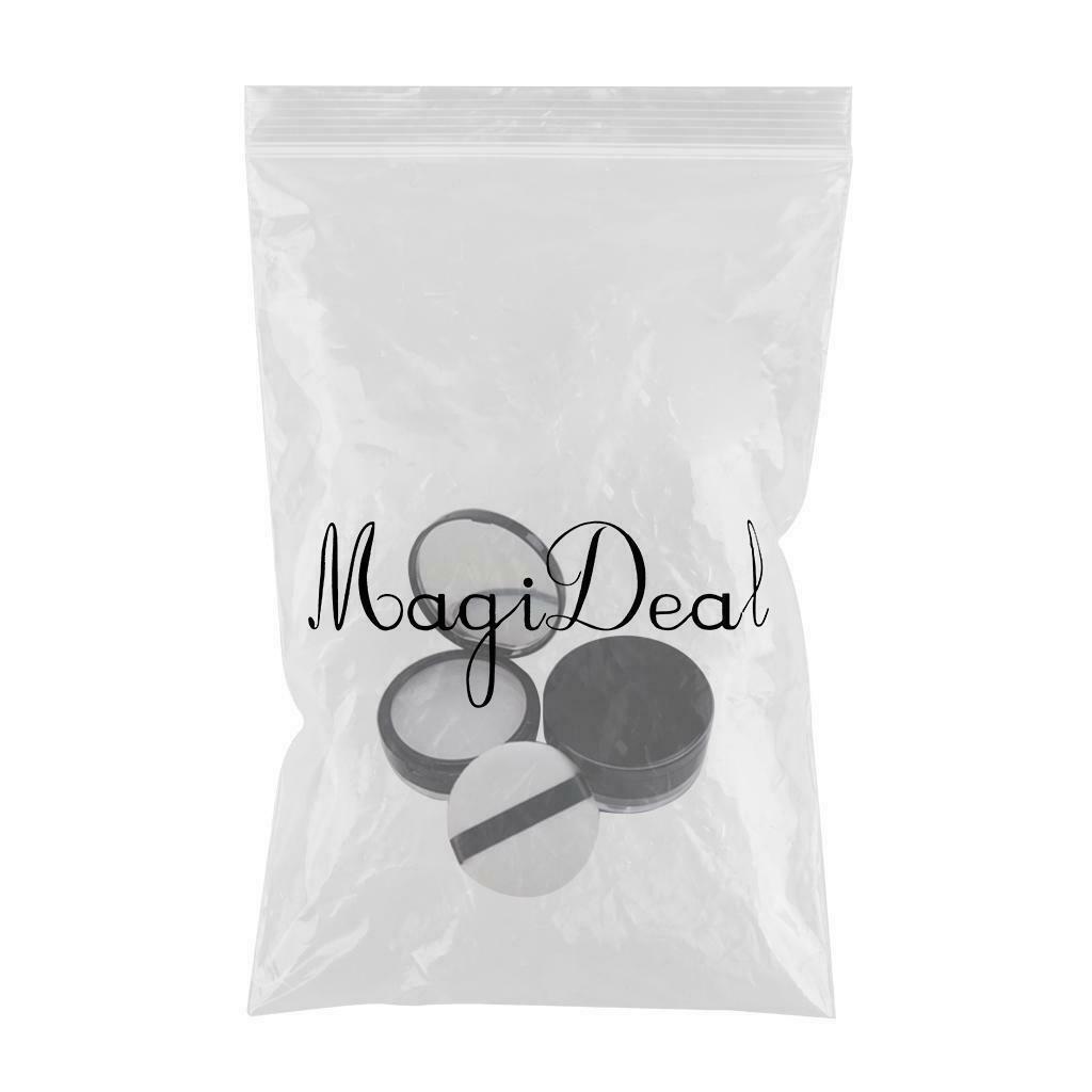 2x Round Face Powder Case with Mirror Travel Foundation Jar Cosmetic Box