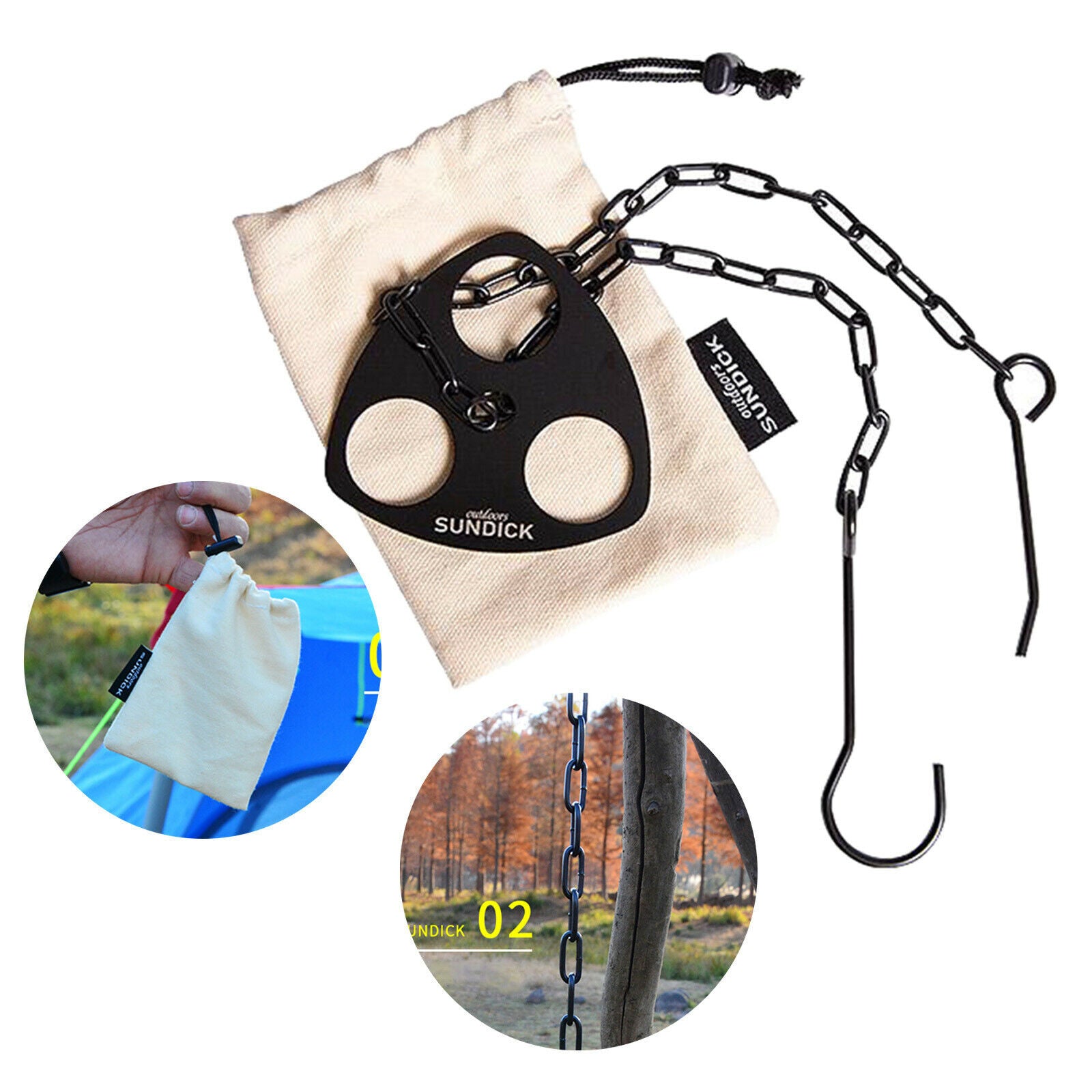 Camping Tripod Board Portable Cooking Grill Pot Holder Hook Adjustable Chain