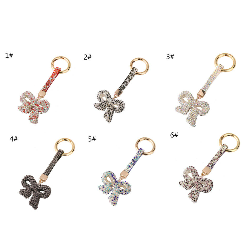 Rhinestone Bling Cute Key Chain Fob Mobile Phone Bag Purse Charm Bowknot 3#