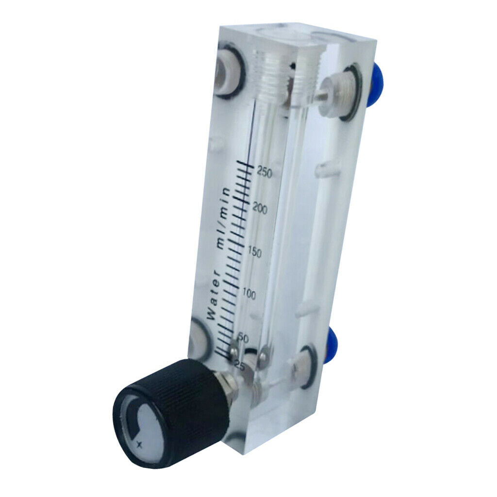 Glass Rotor Flow Meter 25-250ml Flow Range w/ Valve Home Measurement Tool
