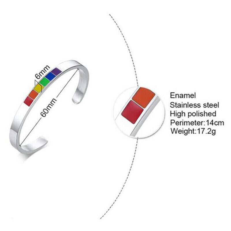 Stylish C Shape Open Bangle Stainless Steel Rainbow Bangle Bracelets Jewe.l8