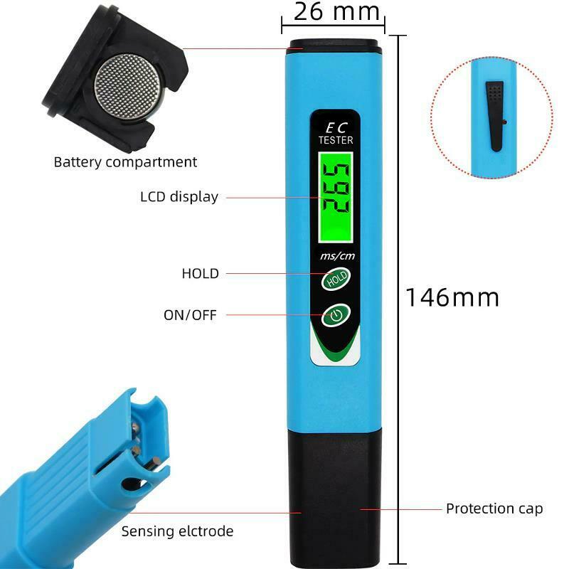 Digital Water Quality Measurement Tool Ec Meter Backlight Conductivity Tester