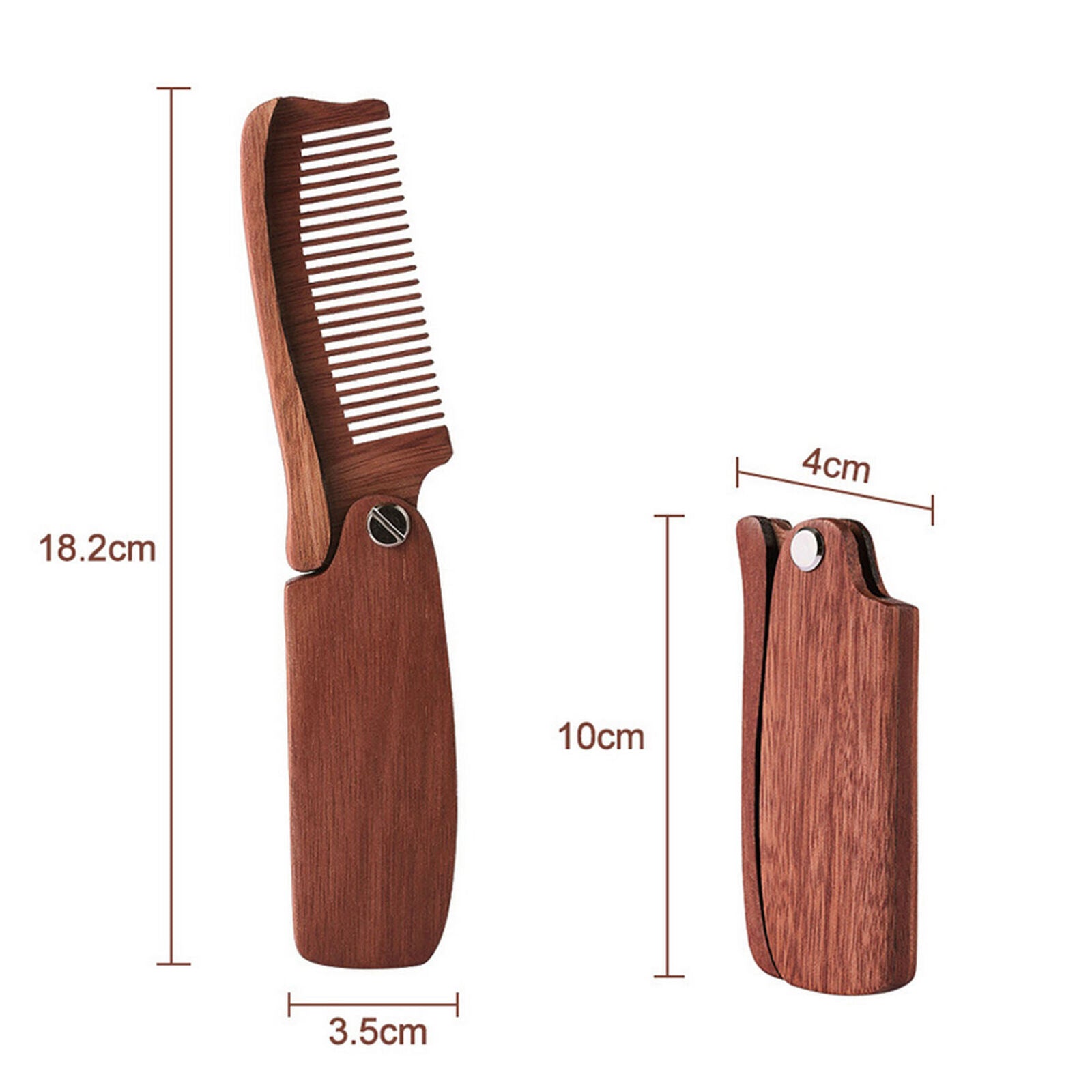 Anti-Static Sandalwood Wooden Folding Beard Mustache Comb Hair Brush Wide Tooth