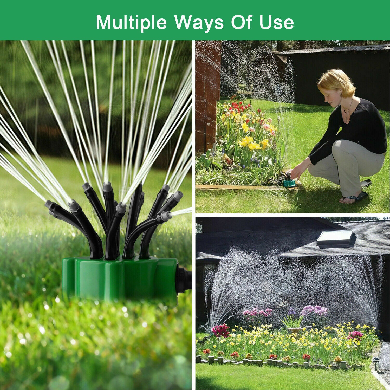 360° Flexible 12 Tubes Garden Lawn Yard  Water Sprinkler Watering Sprayer System