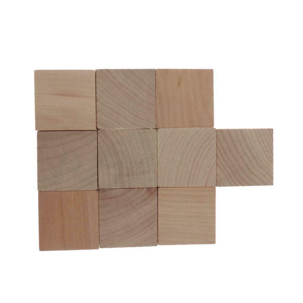 10pcs Blank Wooden Cubes Unfinished Wood Blocks for Art Crafts and Carving