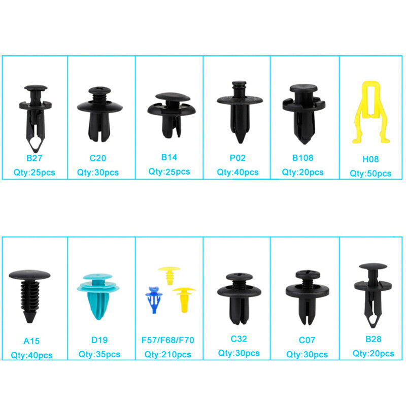 555Pcs Car Bumper Fender Push Pin Rivet Trim Door Panel Clips w/Removal Tool Set