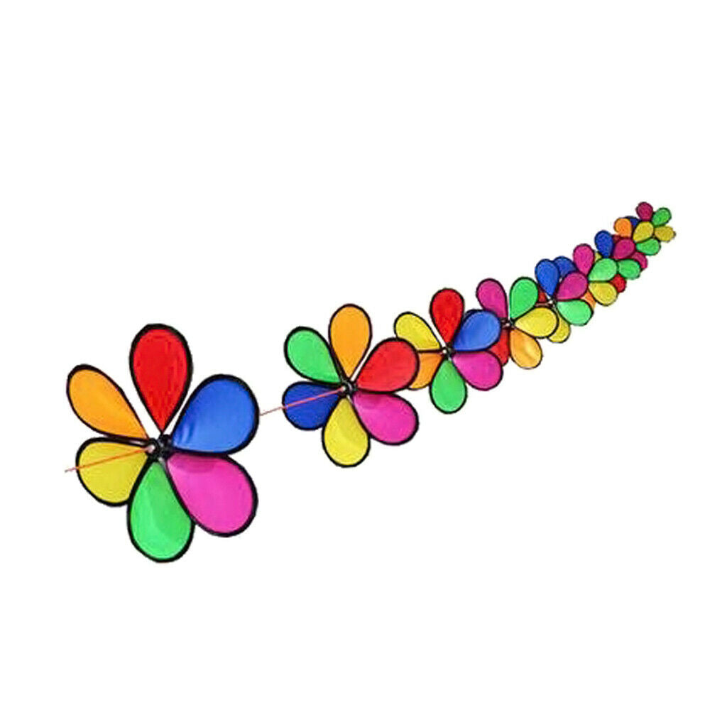 10m Fordable Rainbow Flower Windmill String Whirligig Wheels Garden Camping