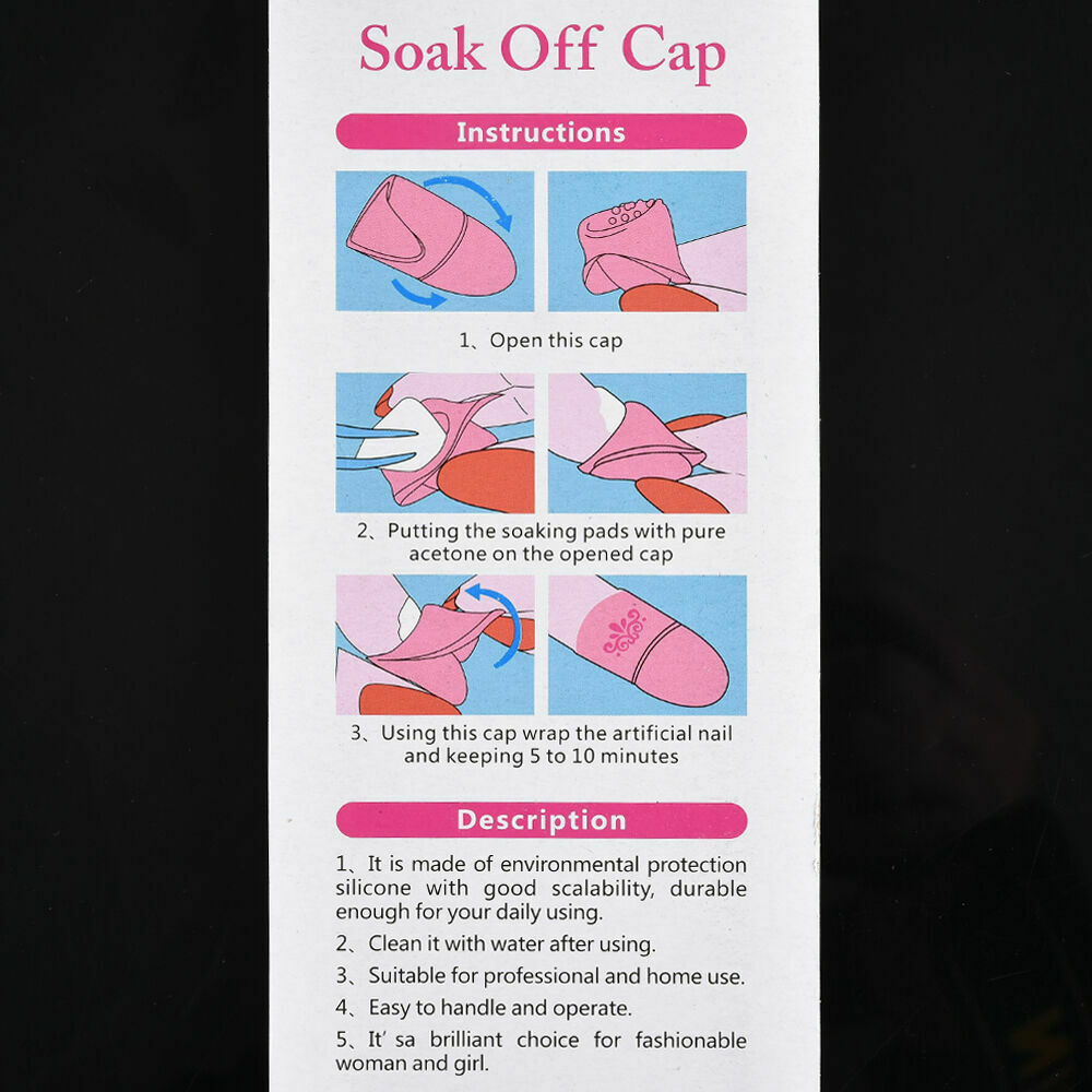10PCS/Set Silicone Nail Soak Off UV Gel Art Polish Remover Wrap Clip Caps