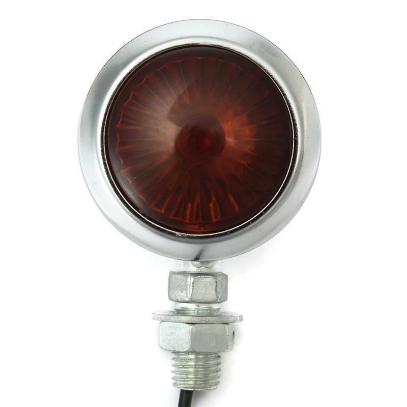 4x Chrome Metal Shell Amber LED Lamp Motorcycle Bike Turn Signal Indicator Light