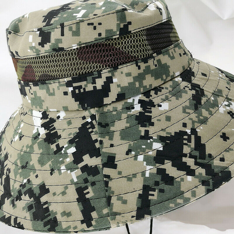 Sports Boonie Washed Cotton Twill Chin Cord Military Camouflage Hunting H.l8