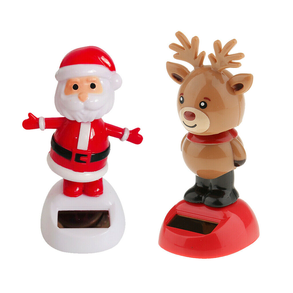 2xSolar  owered Bobbling Nodding Solar Toys Home/Office/Car/ Window Ornaments