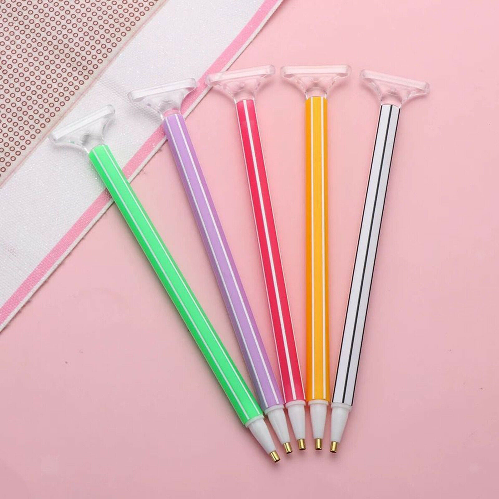 24x 5D Diamond Painting Pen DIY with 5 Drill Pen Heads Storage Tray Supplies