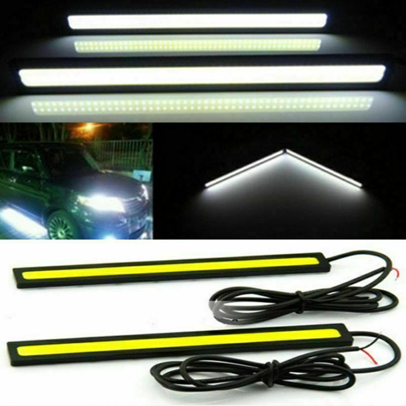 2x Bright White Car COB Waterproof LED Lights 12V DRL Fog Driving Lamp Strip