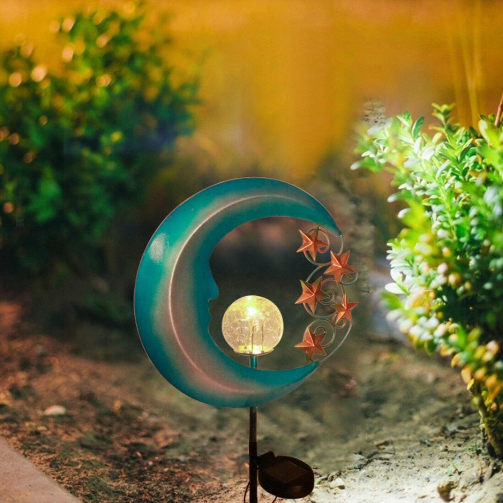 Crescent Moon Solar Ground Garden Light Lamp Yard Decors