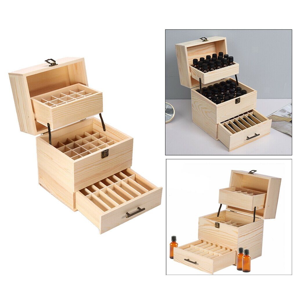 59 slots Essential Oil Holder Wooden Storage Box Container Aromatherapy