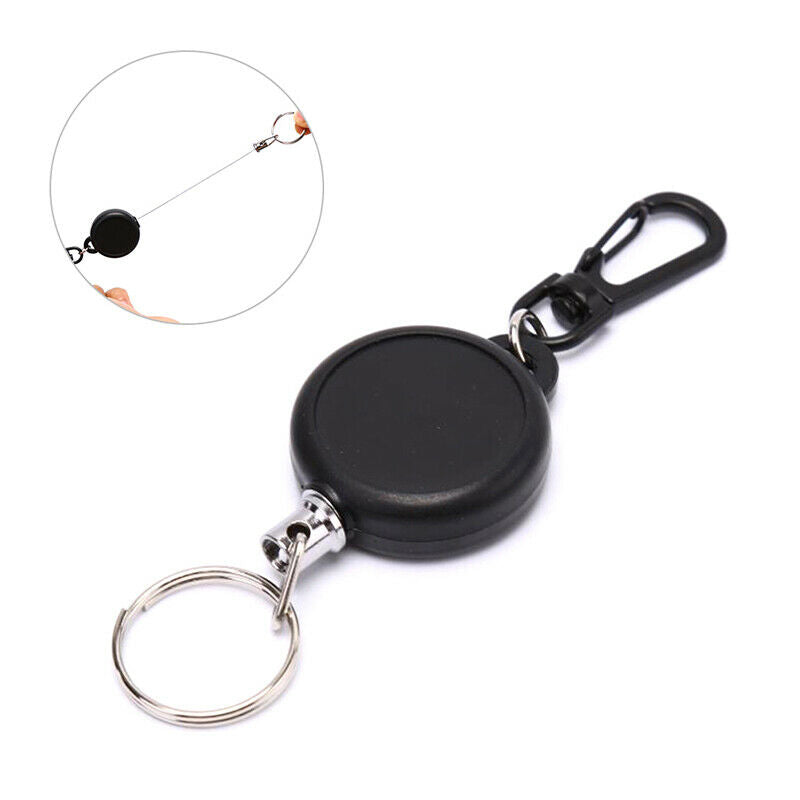 1PC Retractable Pull Key Chain Reel ID Badge Black Card Holder 60CM KeyringBDAU
