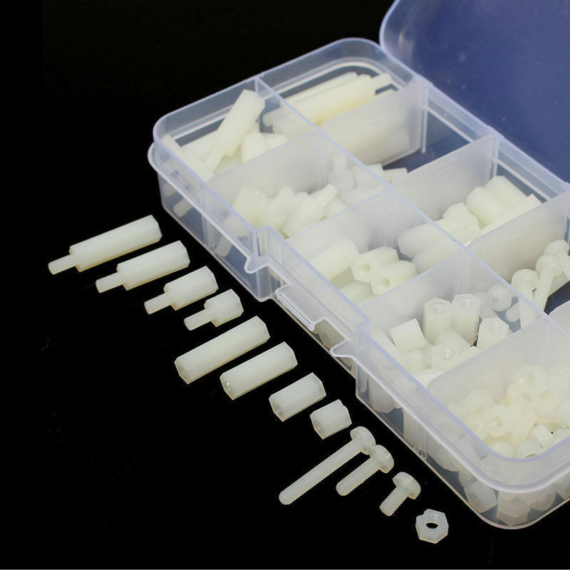 150Pcs M3 6-20mm Hex Spacers Nylon Screw Nut Washer Assortment Standoff Kit