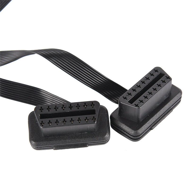 16Pin ELM327 OBDII Male To Dual Female Y Splitter Elbow Extension Cable Lead BDA