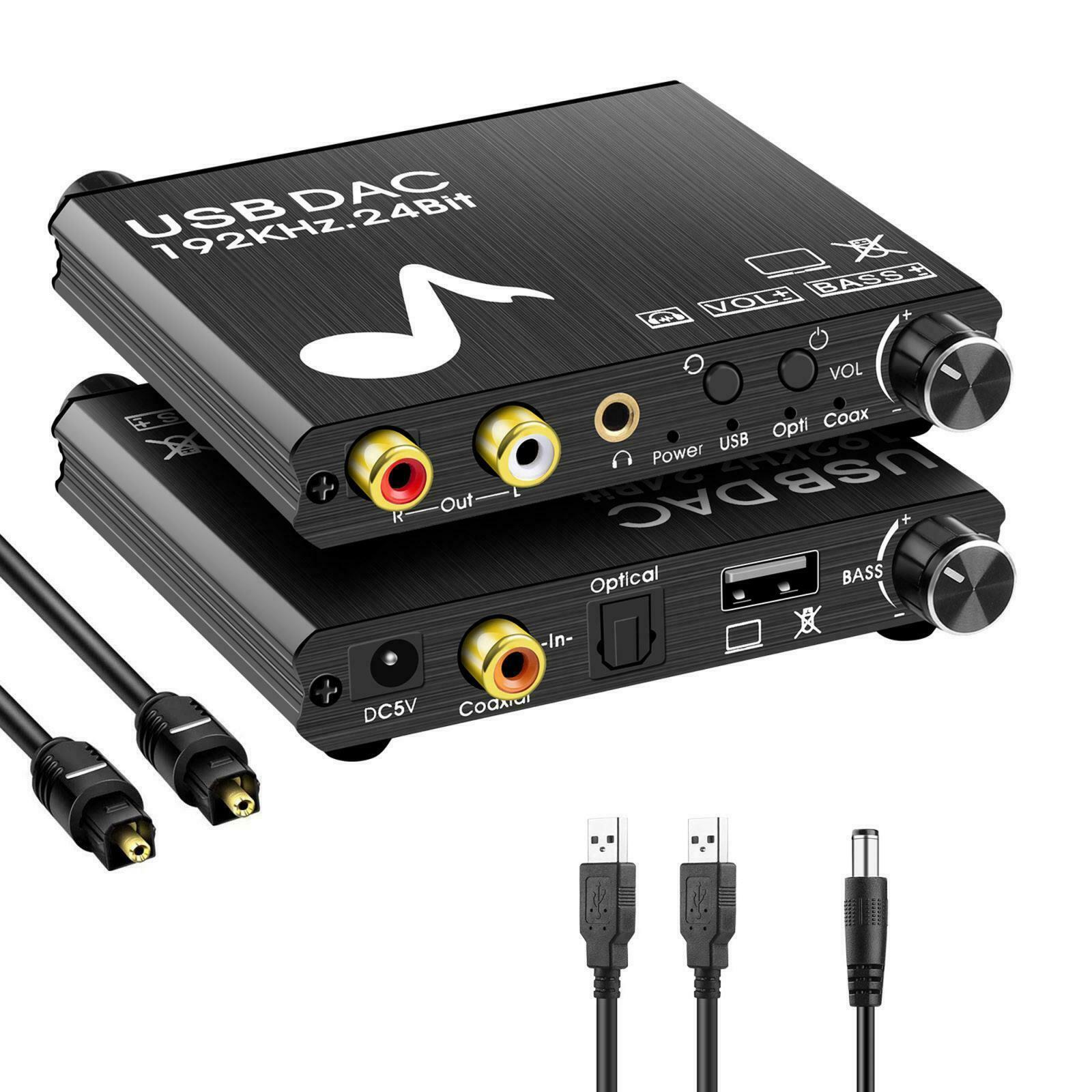 192KHz DAC Digital Coaxial SPDIF to Analog Converter HD TO RCA Plug & Play