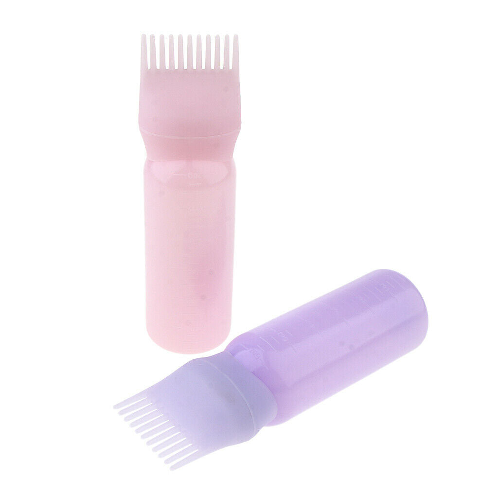 Set of 2, Premium Plastic Hair Dye Combs Coloring Bottles Salon Tint Color