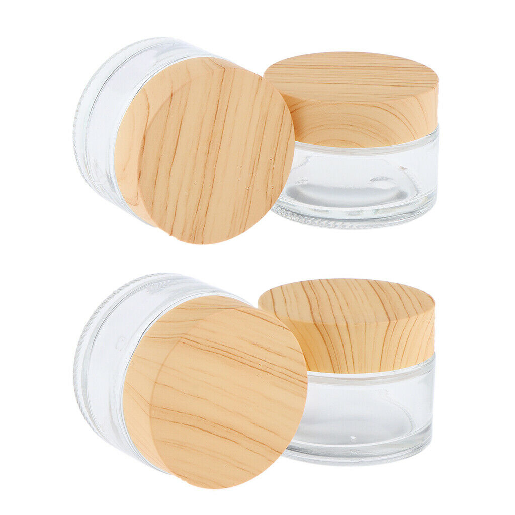 30g + 50g,Empty,Frosted Glass Pot Jars,Cosmetic Containers,4pcs