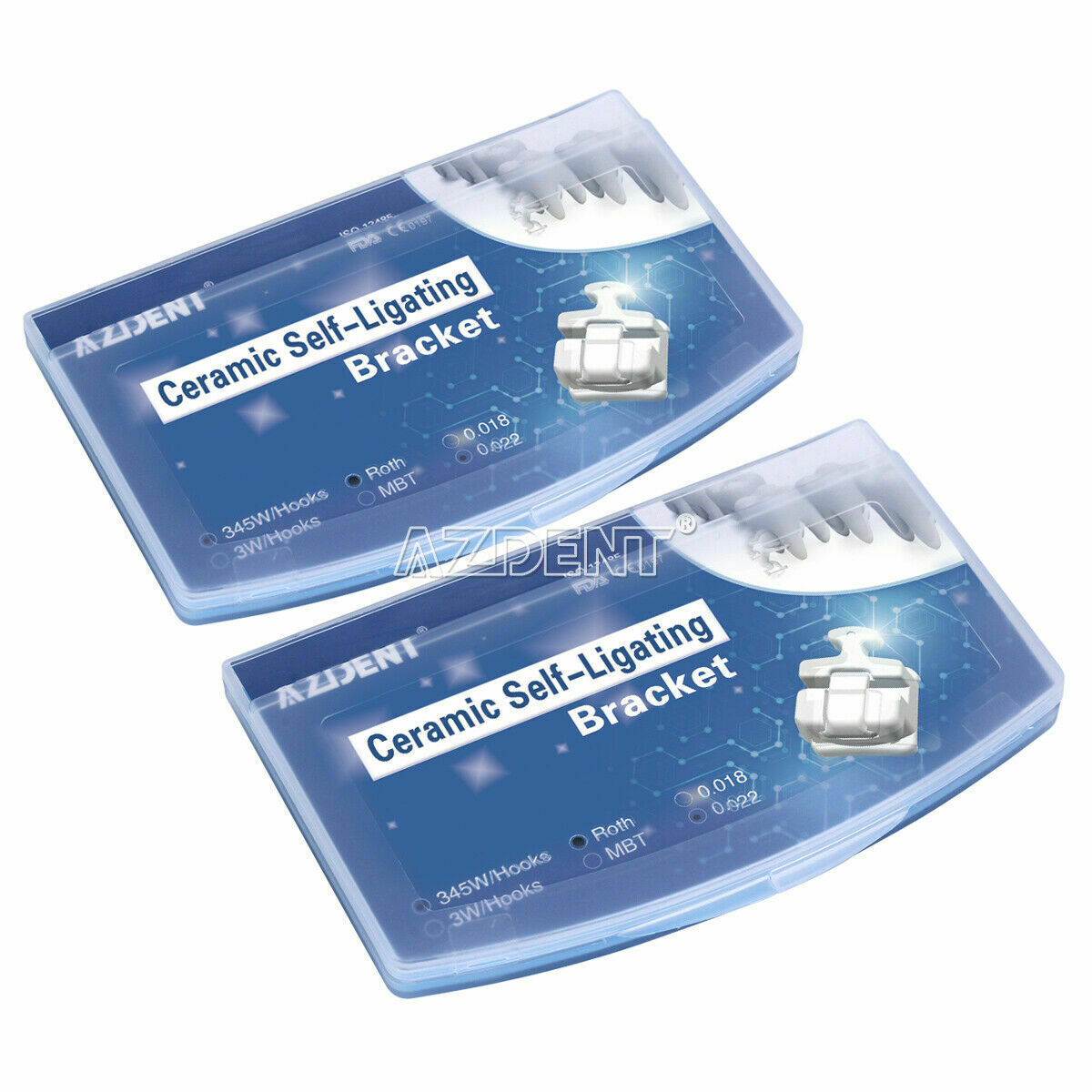 2 X Dental Ortho Ceramic Brackets Self Ligating Braces Roth 022 Hooks 345+Tool