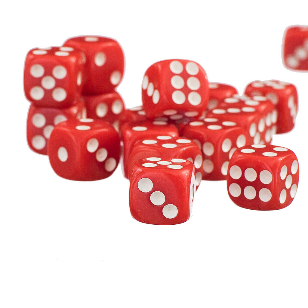 50 Pieces 12mm 6-sided Polyhedral Dices for Table Casino Card Games Supplies