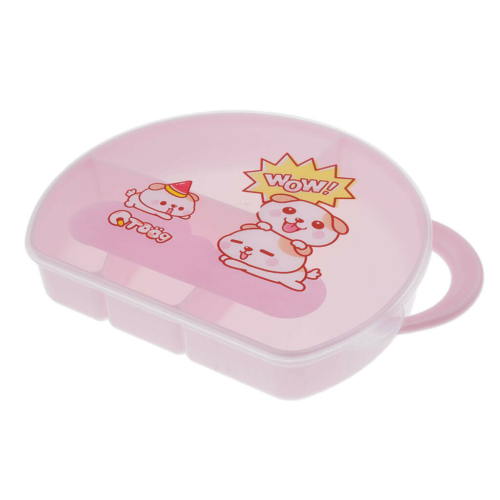4 Compartment Divided Food Storage Container Boxes for Kids Pink